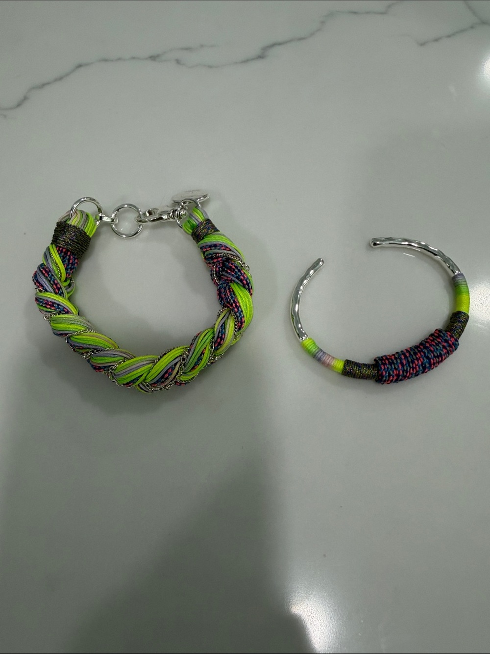 Kendra Scott Multicolor Neon Lime Braided Bracelet Set